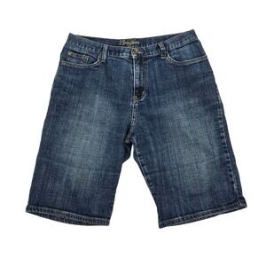 Lena Jeans Womens Dark Wash Embroidered Bermuda Denim Shorts Size 12 829-0618-65